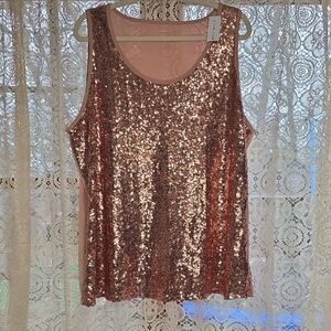 Lane Bryant Sparkling Sequin Tank Top - Rose Gold